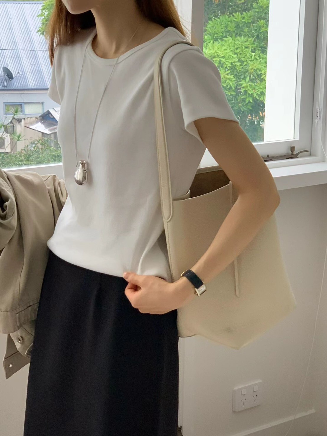 #AF135必備款內搭短袖Ｔ(白/灰)