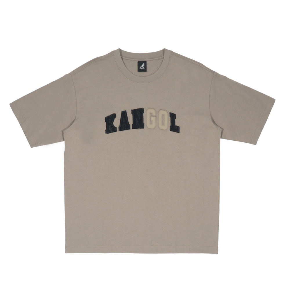 KANGOL 中性 深卡其 大LOGO 貼布繡花 短T 6525100432