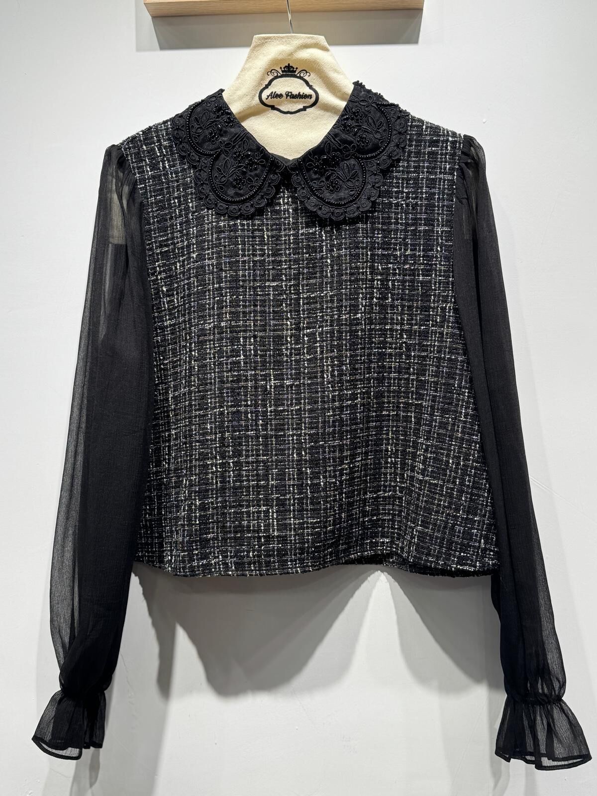 SK01 Korea Tweed Lace Top