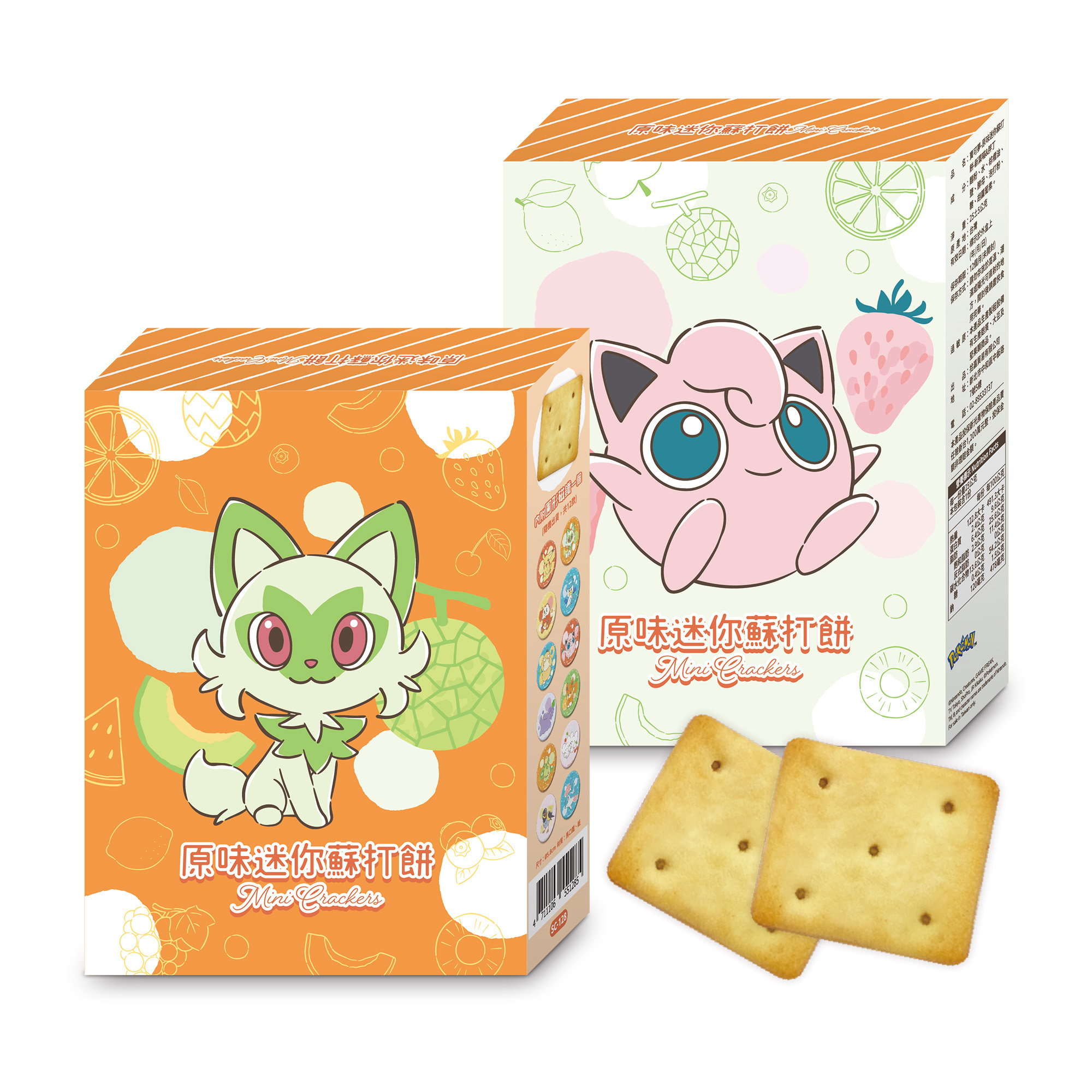 寶可夢-原味迷你蘇打餅-新葉喵&胖丁