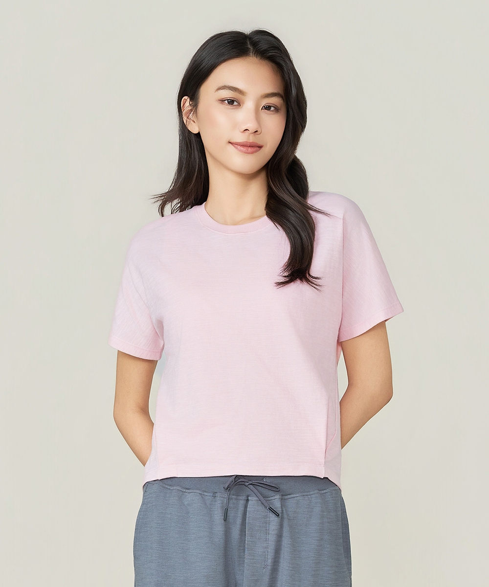 自由空間-FLOWING 竹節棉女腰褶連袖衫 UE0E1726