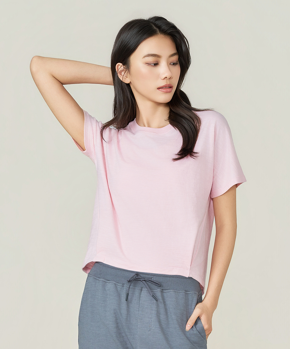 自由空間-FLOWING 竹節棉女腰褶連袖衫 UE0E1726