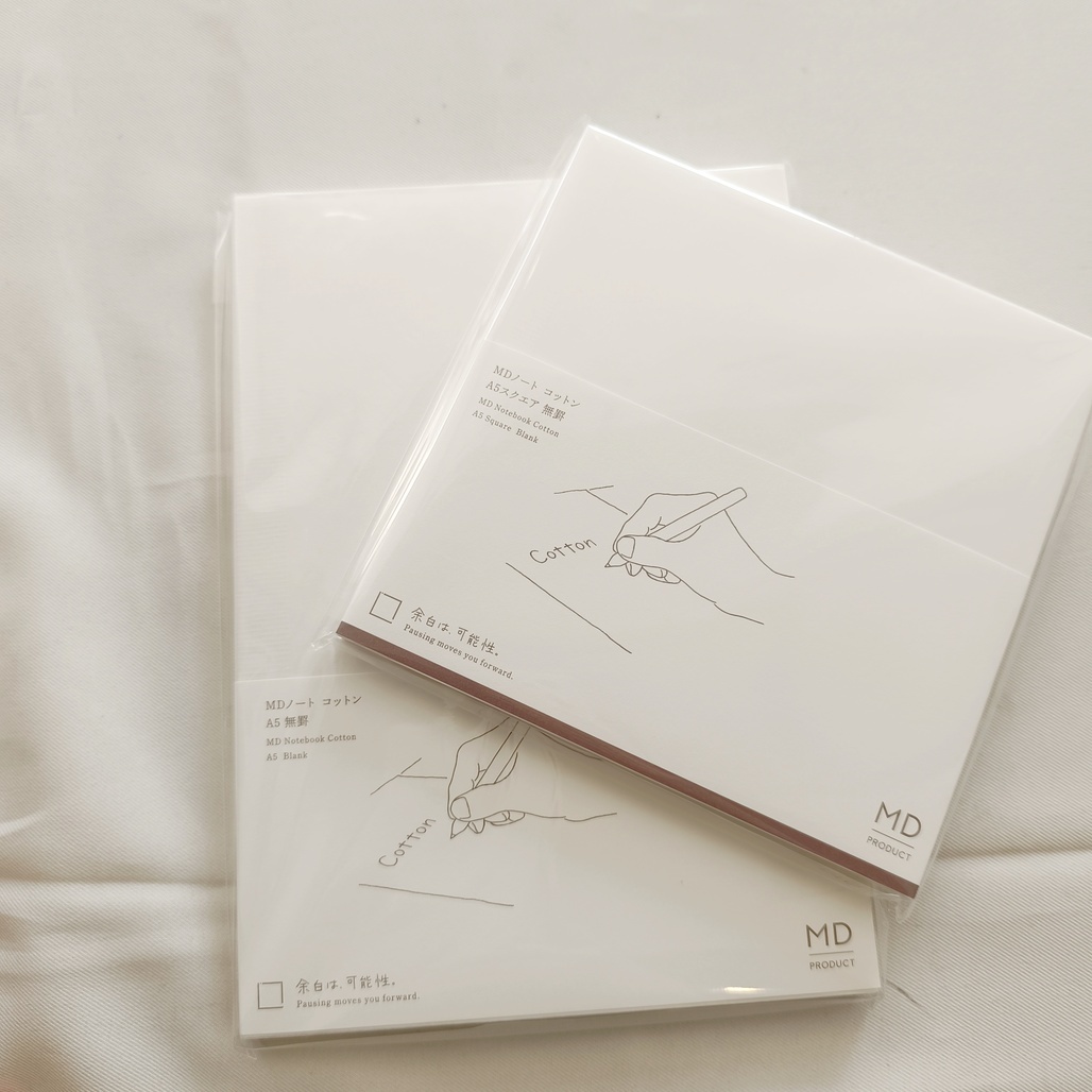 日本MIDORI．MD Notebook 棉紙 A5/A5方形 空白筆記本 (2026新版)