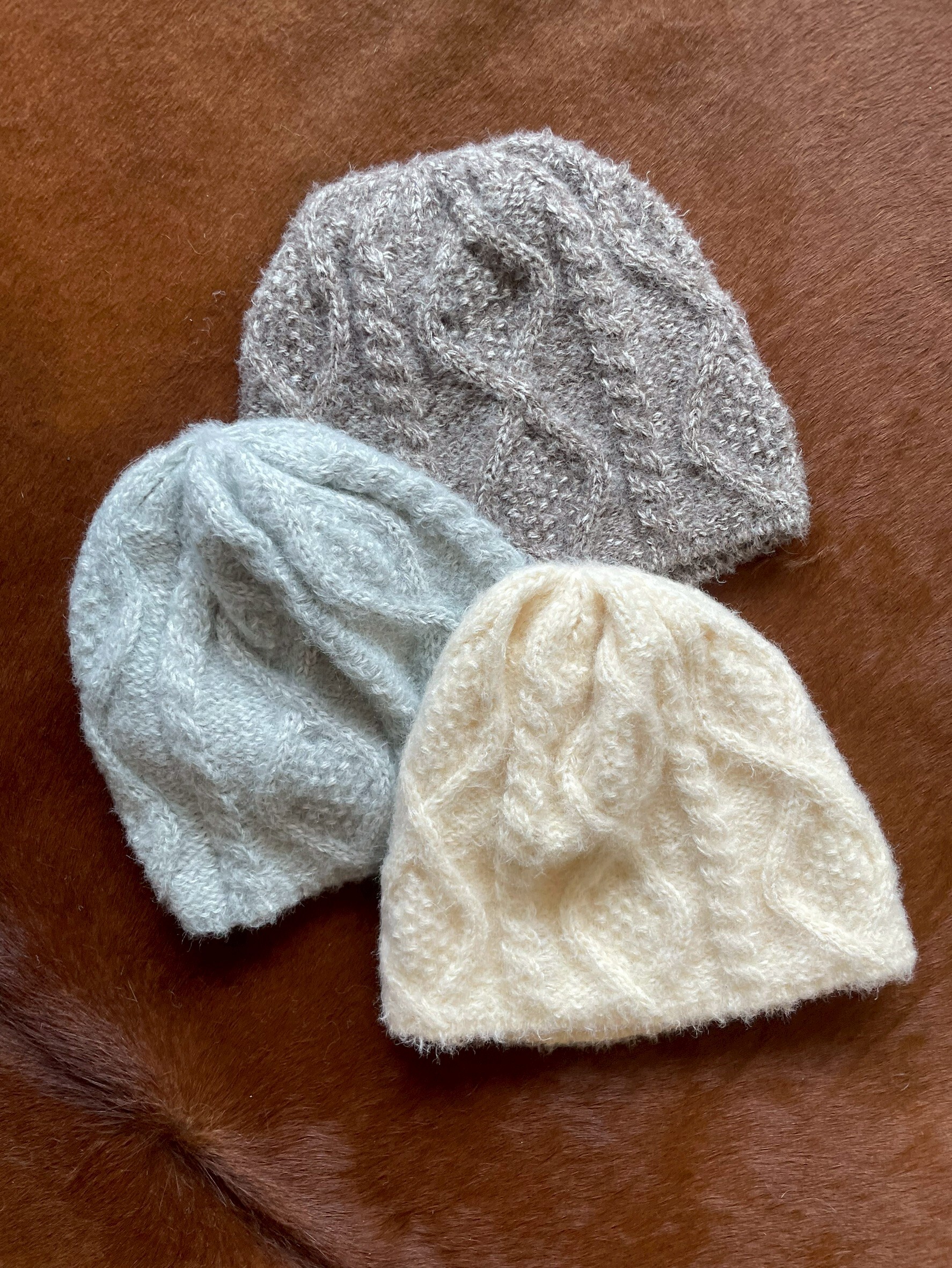 #12毛帽(咖/藍/白)＃帽子樣板售出不退不換