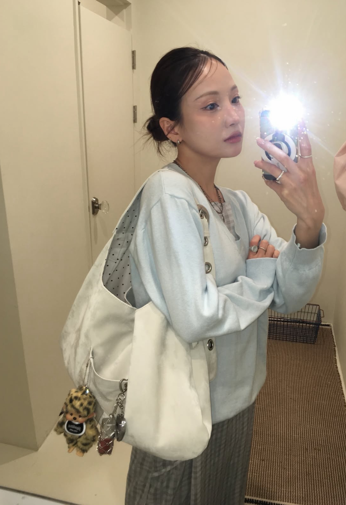 韓國🇰🇷連線 Leterie 刷舊大容量帆布包 肩背包 郵差包 雙面背 點點 2WAY 3色(任買兩件7-11免運)/預購