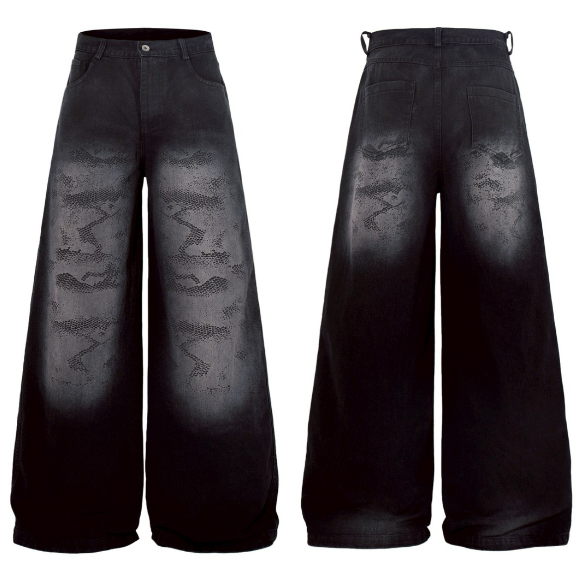 水洗蛇紋牛仔褲