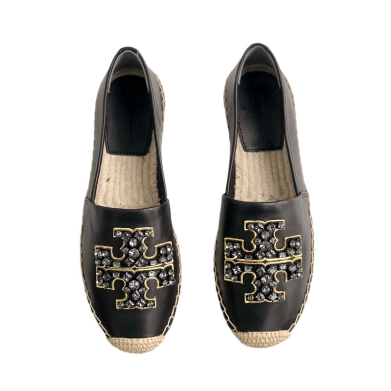 [S] TORY BURCH PERFECT BLACK EMBELLISHED ESPADRILLE, 163769-006 (STB717)