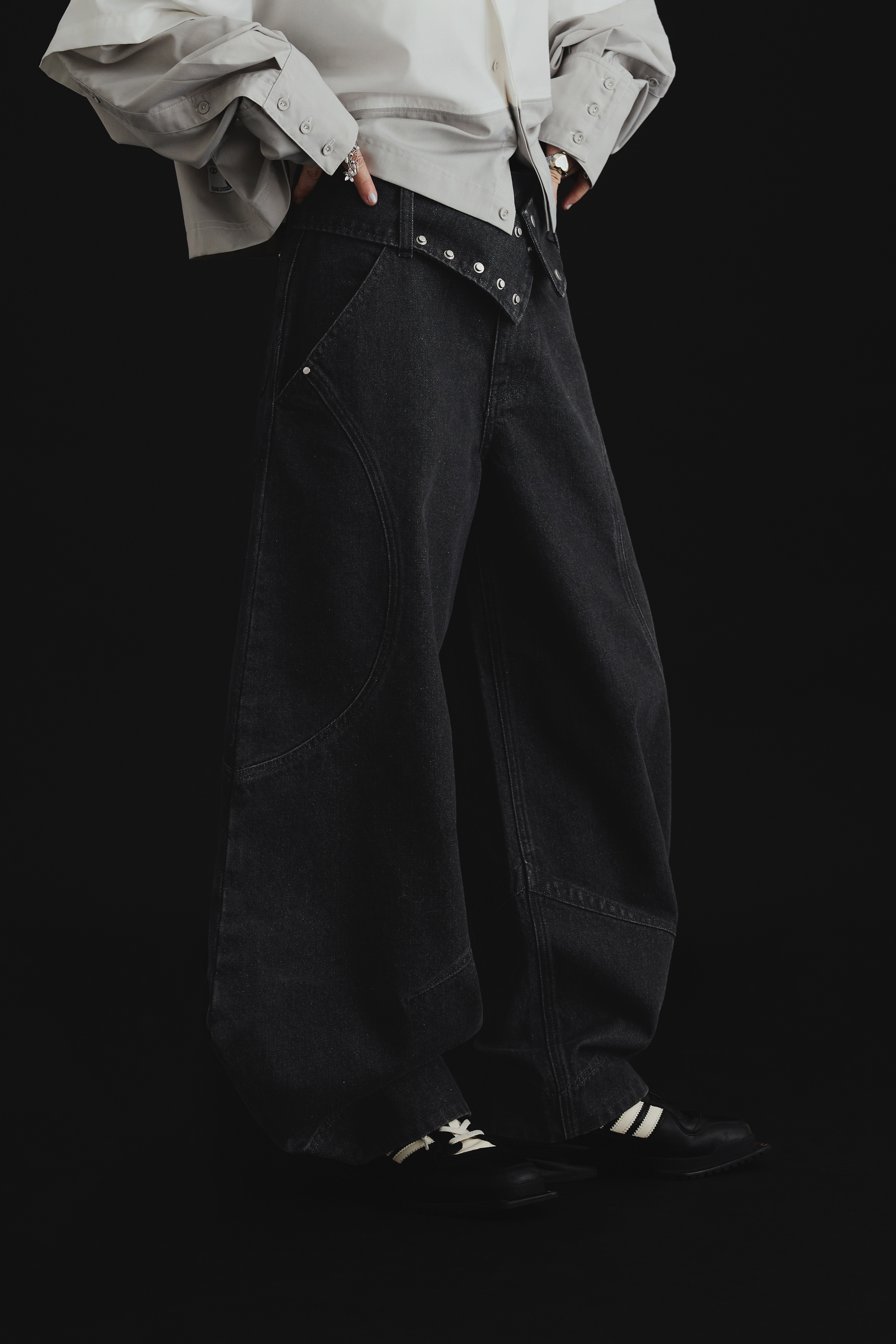 Shift Panel Denim Trousers｜Charcoal