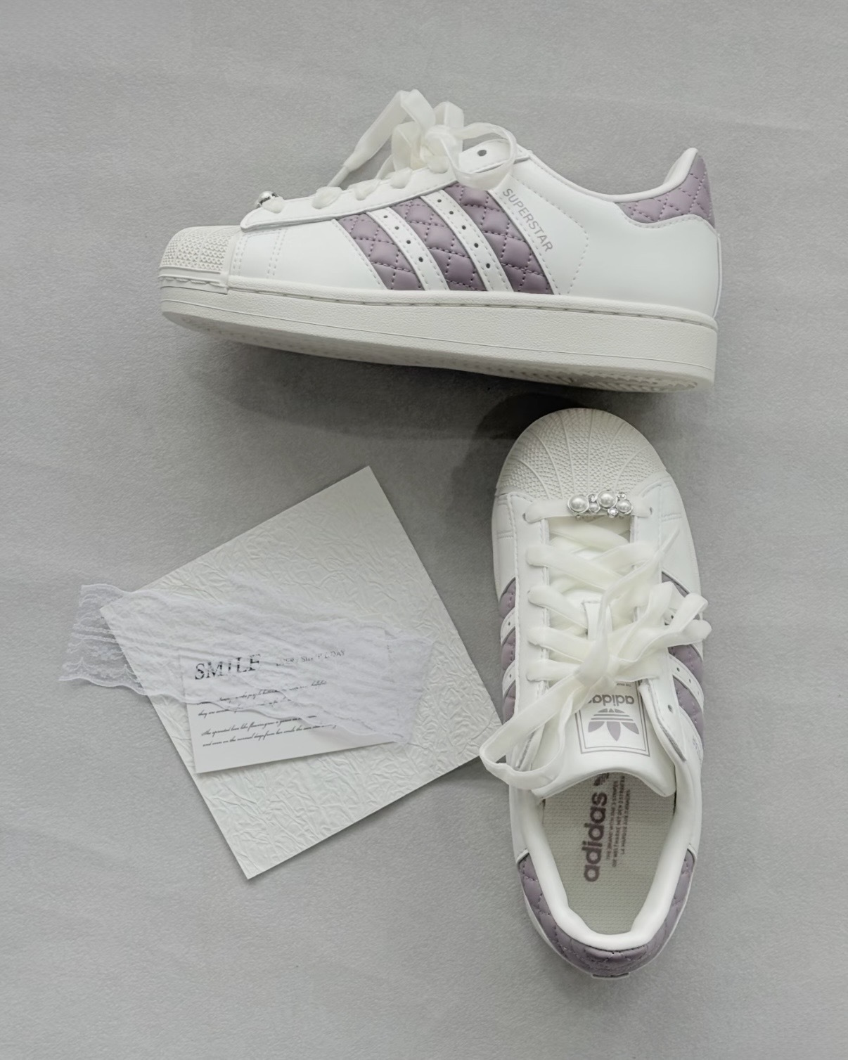 ADIDAS SUPERSTAR 2.0 貝殼頭 愛迪達 三葉草 小香風 菱格紋 珍珠 奶油藍莓 奶油白 米白 女鞋 KJ7300 / 預購