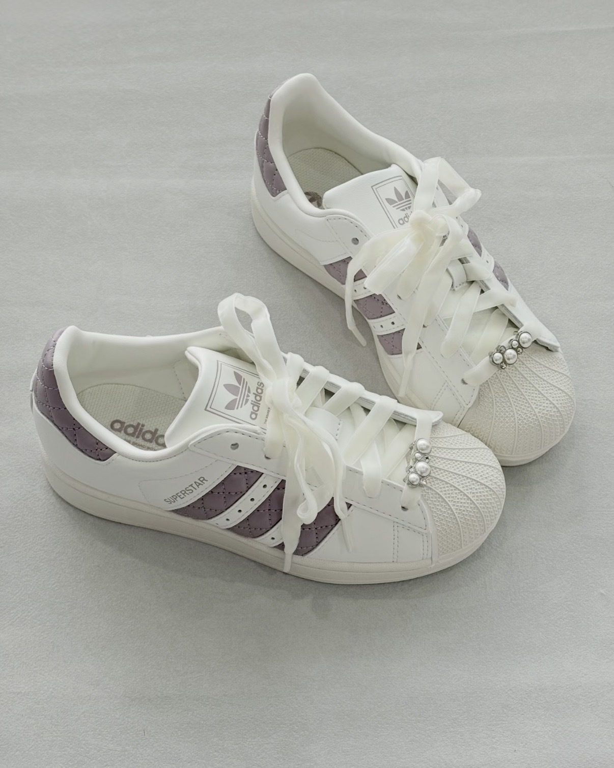 ADIDAS SUPERSTAR 2.0 貝殼頭 愛迪達 三葉草 小香風 菱格紋 珍珠 奶油藍莓 奶油白 米白 女鞋 KJ7300 / 預購