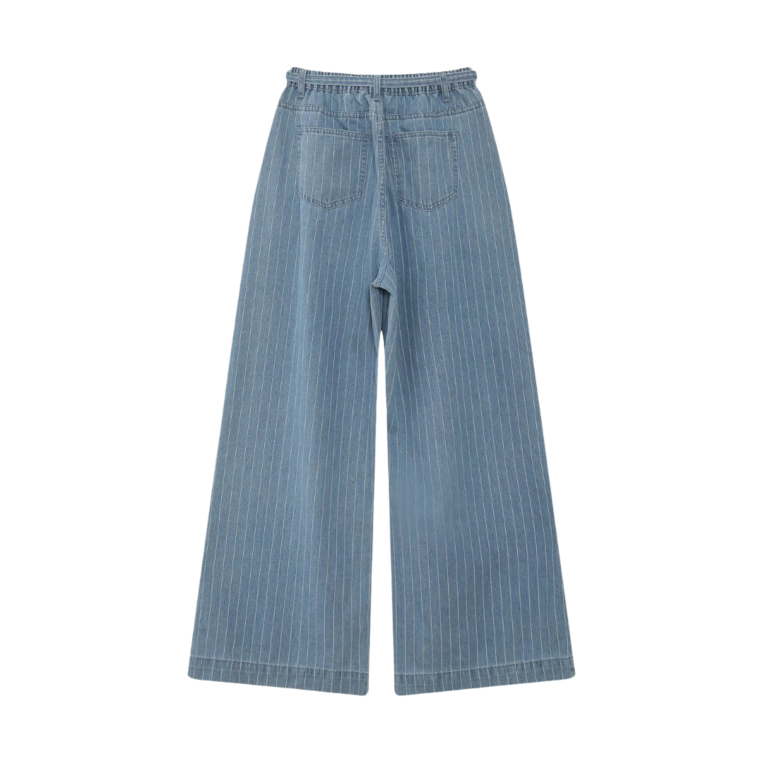 1GM0329-018 [GRACE & MILA] Loose-Fit Jeans Stripedblue Pompon #SS2613002 (C-EU-E)