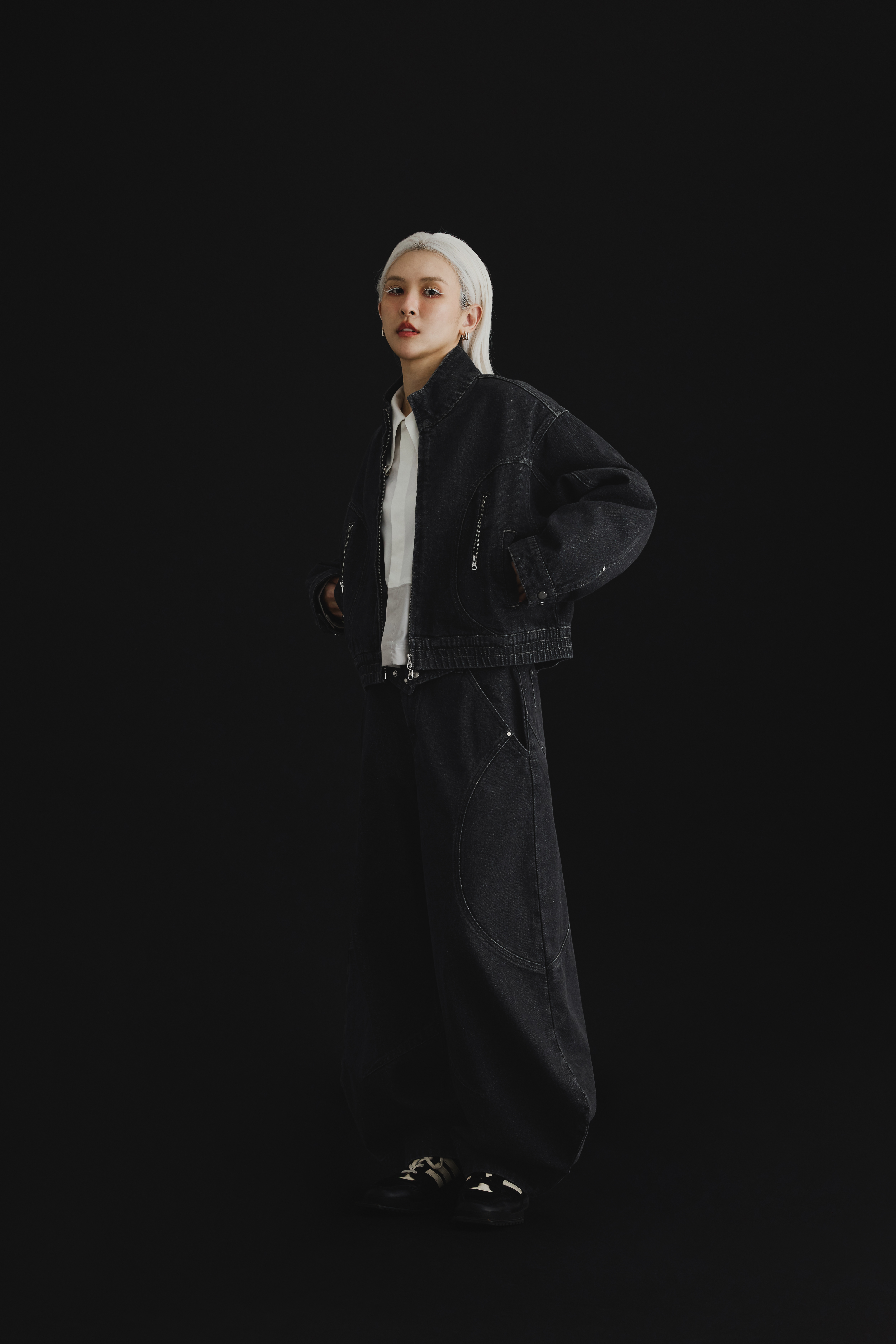 Stand Collar Denim Jacket｜Charcoal