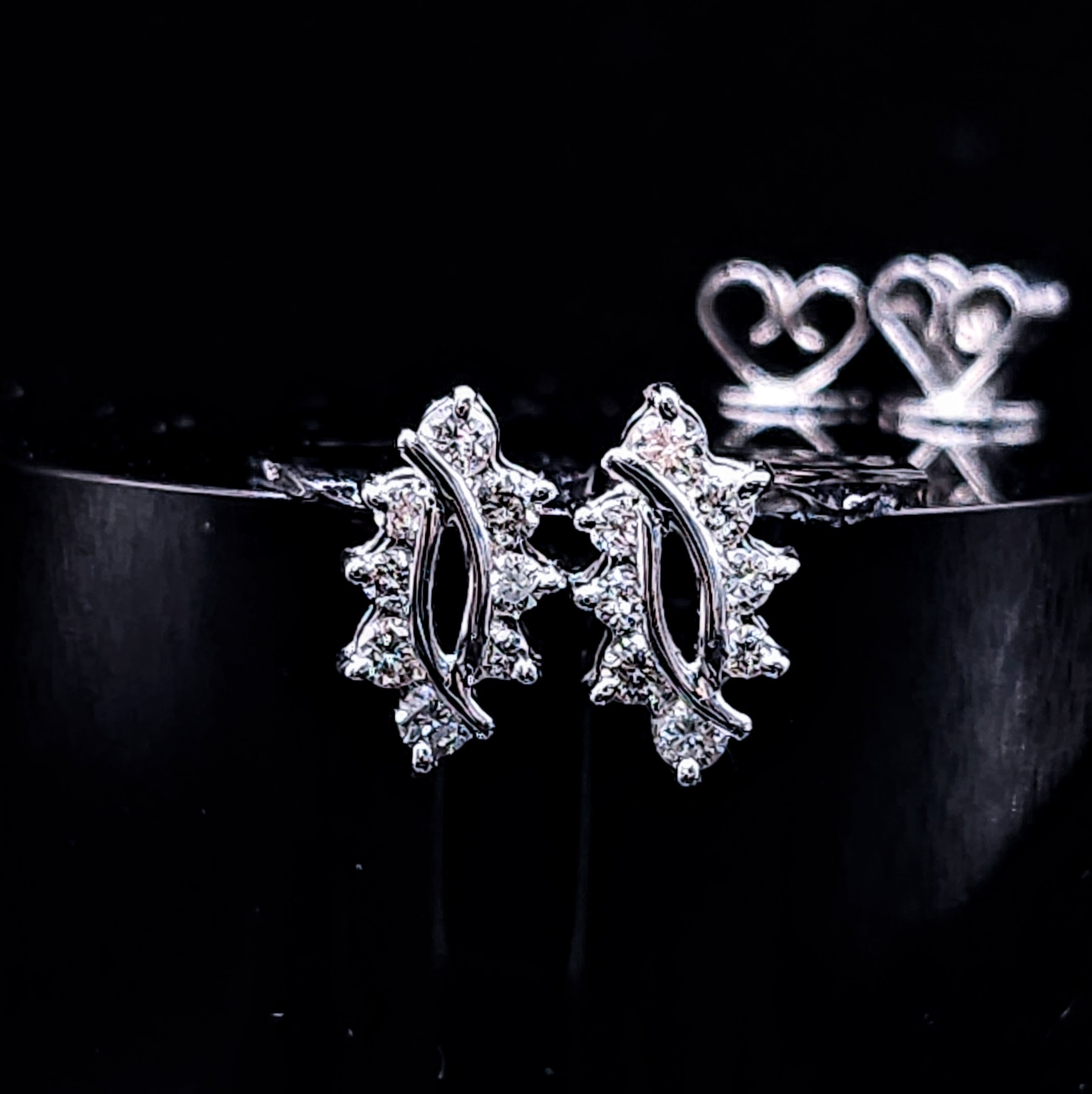 全新18K白金37份鑽石耳環