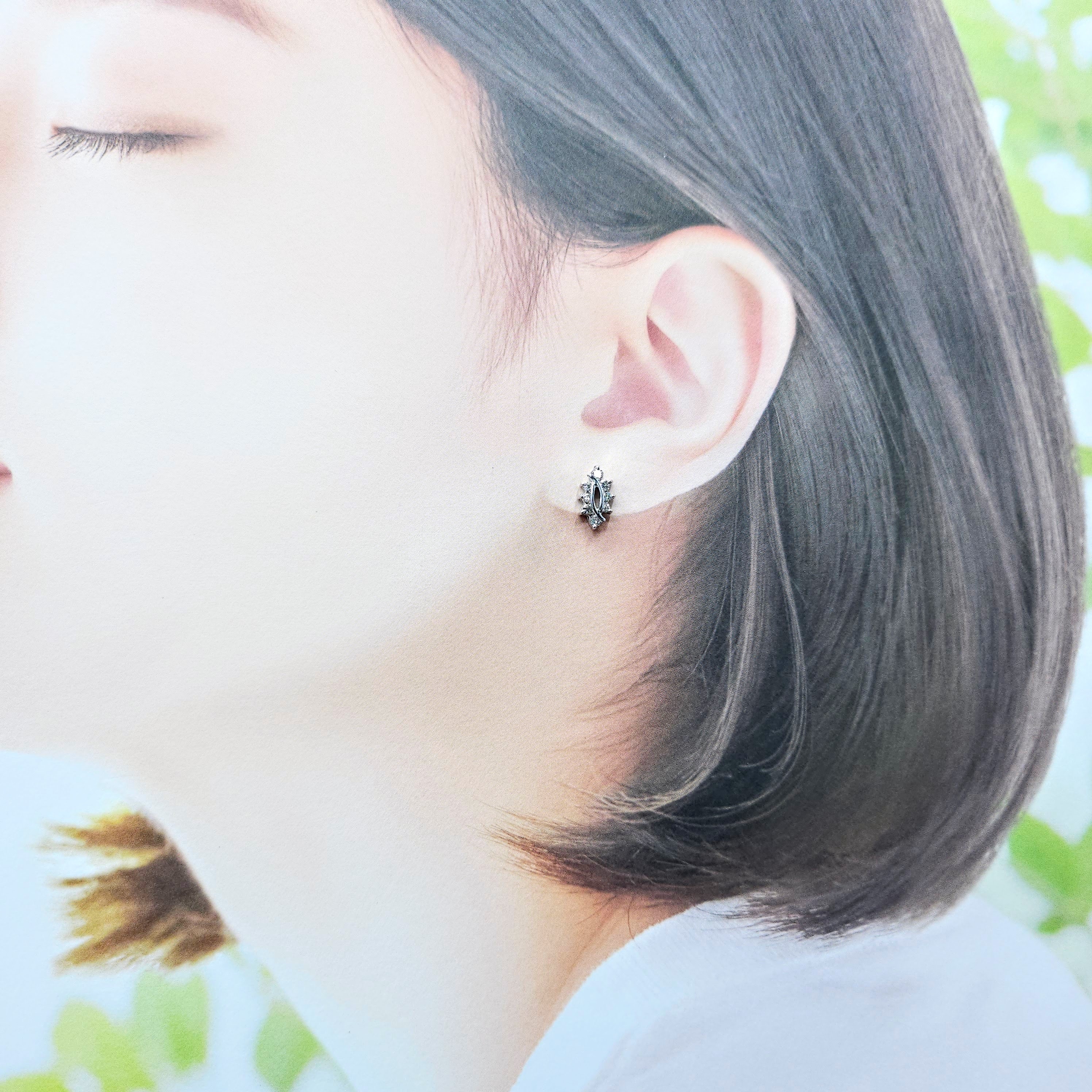 全新18K白金37份鑽石耳環