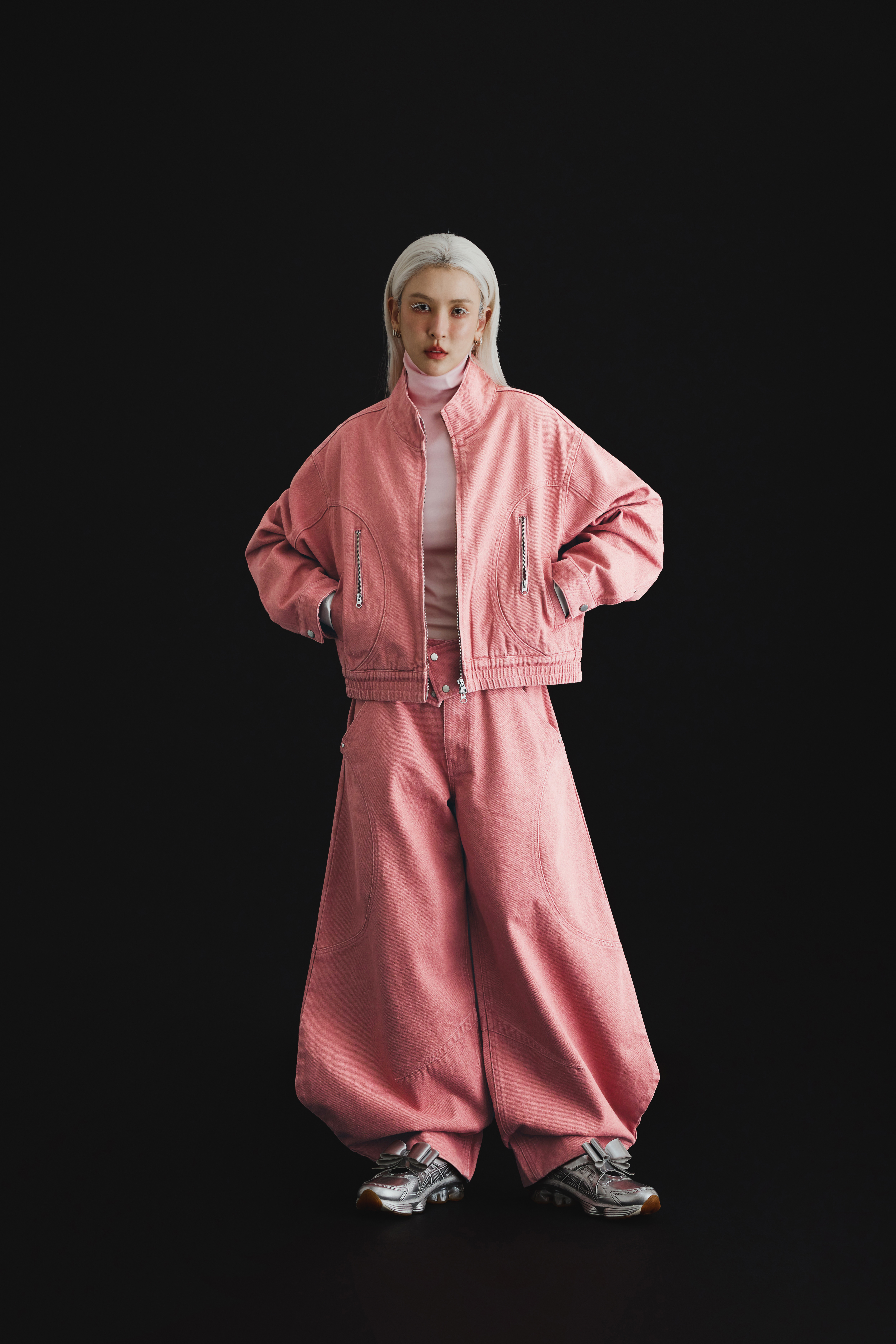 Stand Collar Denim Jacket｜Rose