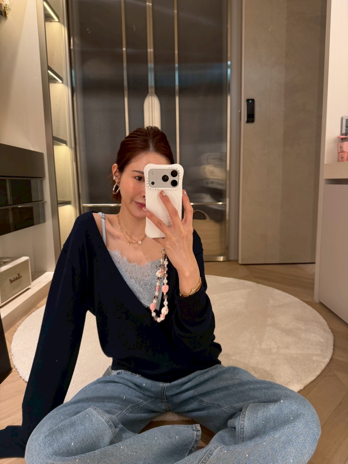 #AF100大V領透薄上衣(灰/粉/深藍/杏)