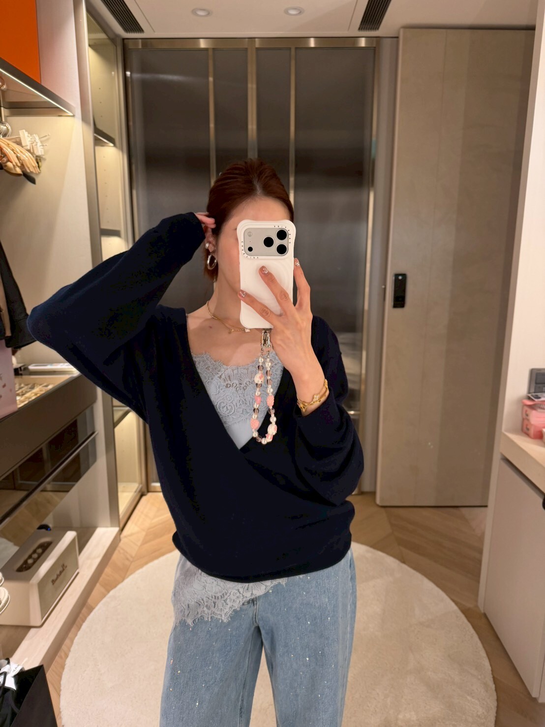 #AF100大V領透薄上衣(灰/粉/深藍/杏)