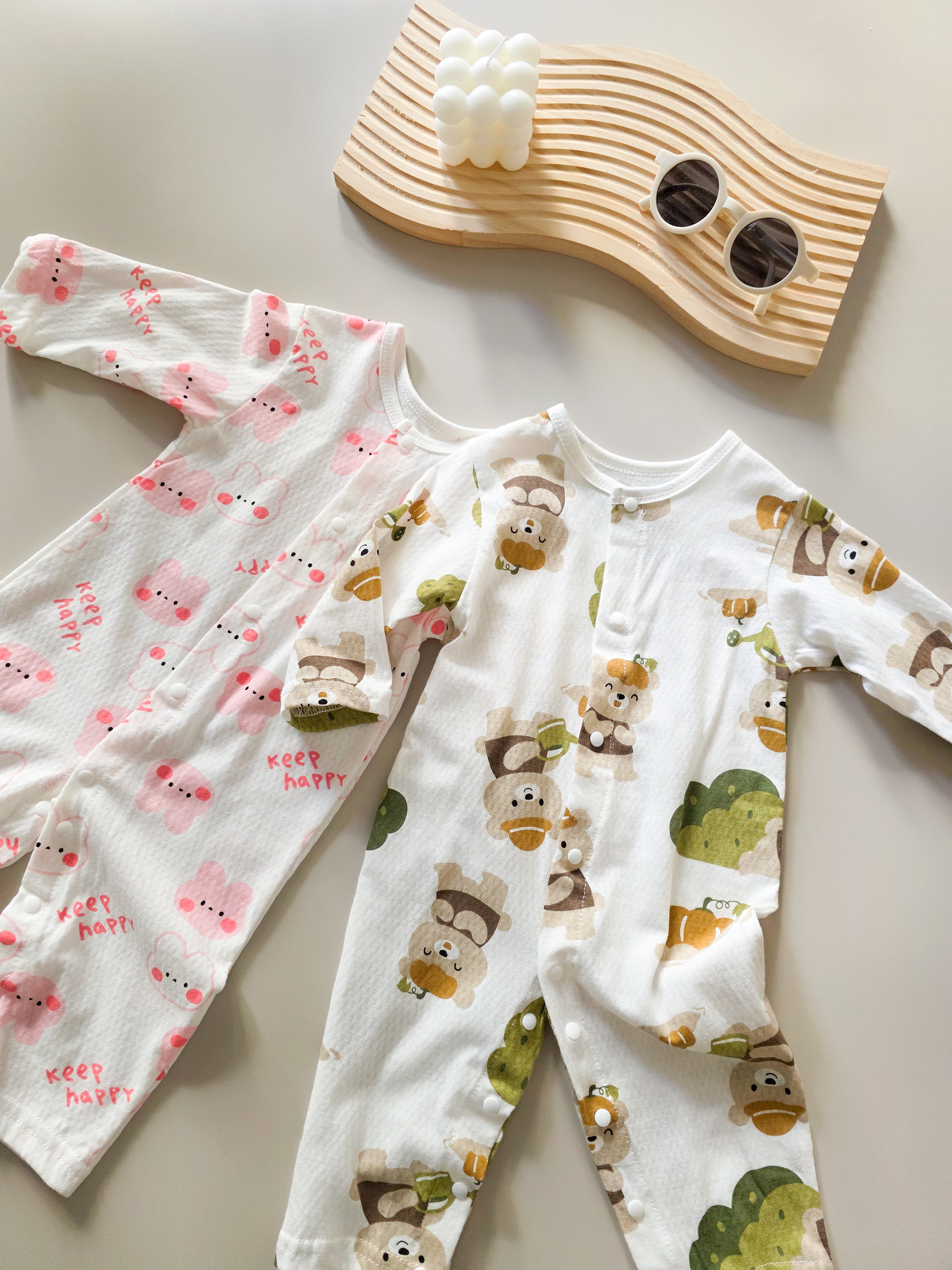 粉粉快樂兔 空調長袖連身衣