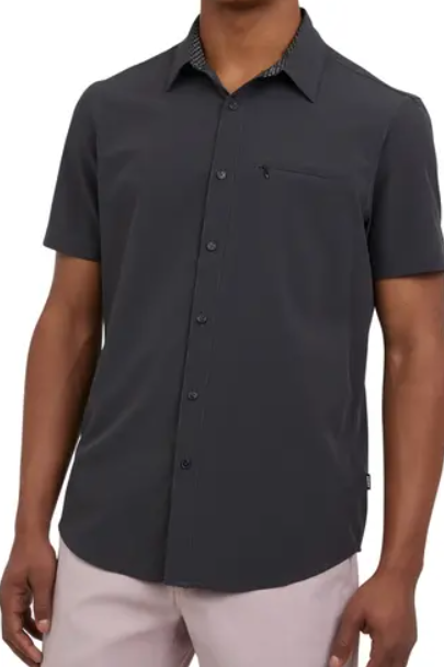 [S] DKNY BLACK ZIP POCKET SPREAD COLLAR SHIRT, DK15SW2055-BLK (SD1666)