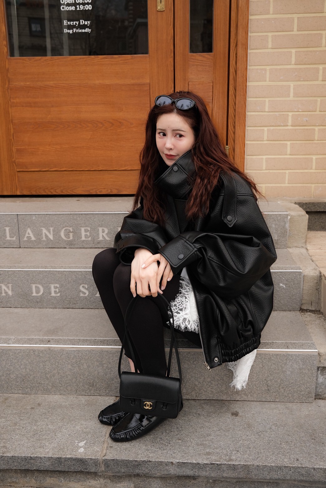 #AF75騎士軟皮外套(黑/咖)