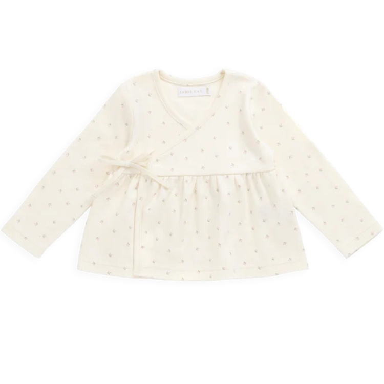 （預購）JAMIEKAY 櫻桃印花綁帶上衣 Organic Cotton Petal Wrap Top - Ditsy Cherries