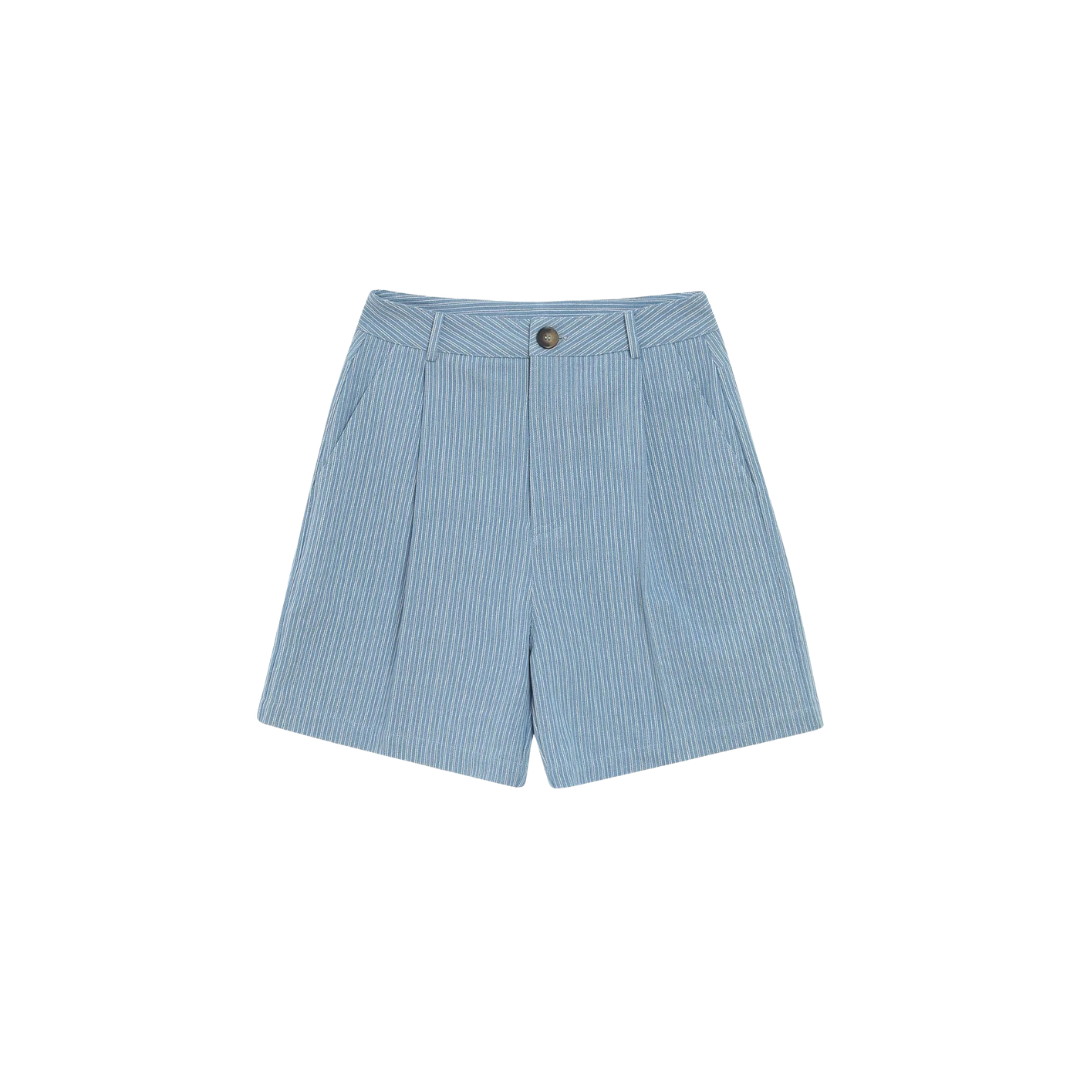 1GM0329-020 [GRACE & MILA] Striped Denim Shorts Stripedblue Vars #SS2613010 (C-EU-E)