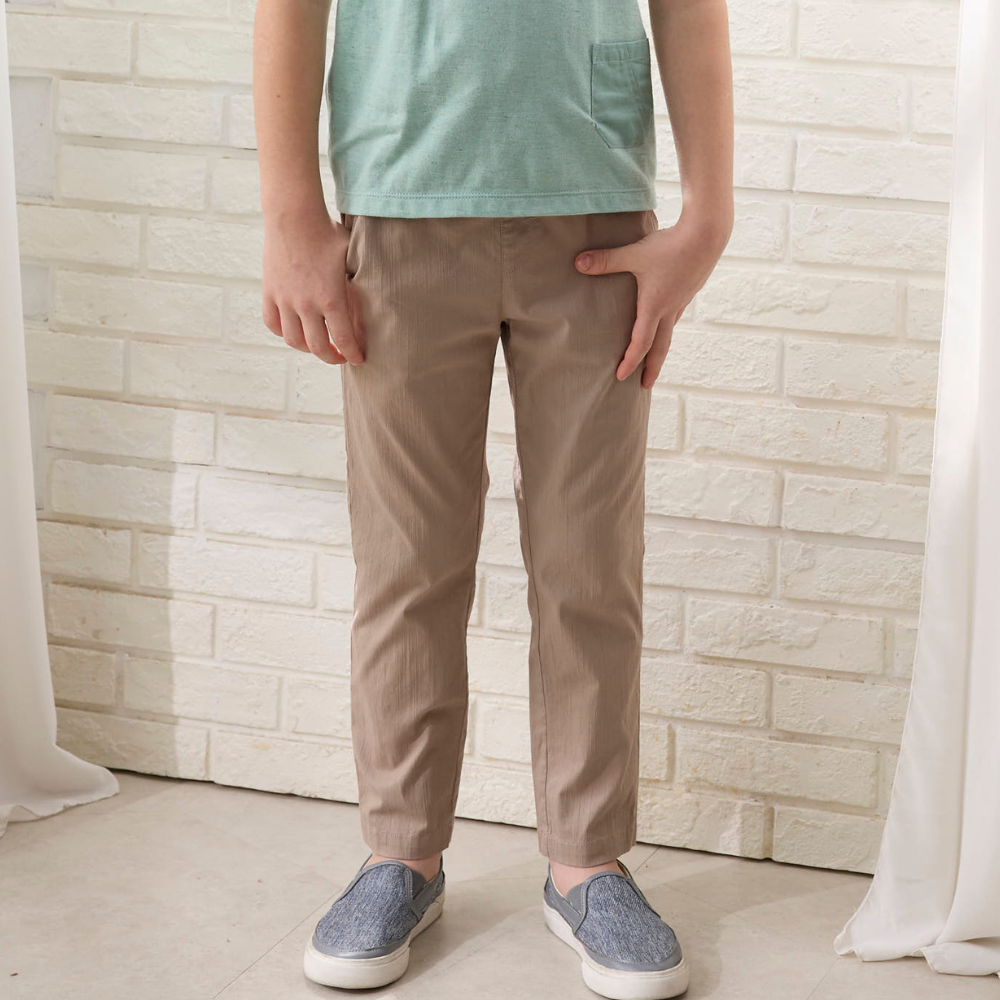 PIPPY 百搭可調節式腰圍棉質長褲 卡其