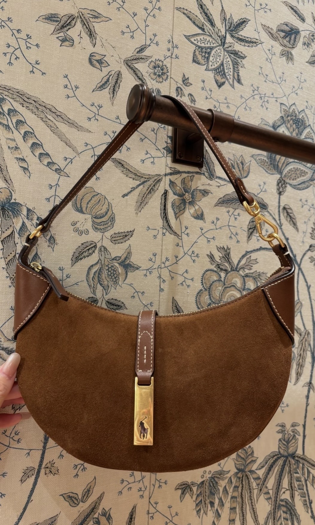 Ralph Lauren迷你餃子包 啡色(絨面)