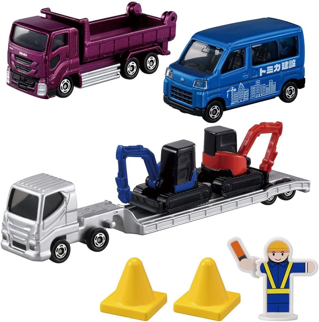 《 TAKARA TOMY 》 TOMICA 工事現場車組(附人偶立牌)