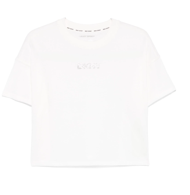 [S] DKNY WHITE SMALL LOGO LETERRING RHINESTONE BLOUSE T-SHIRT, DP4T9994-WHT (SD1730)
