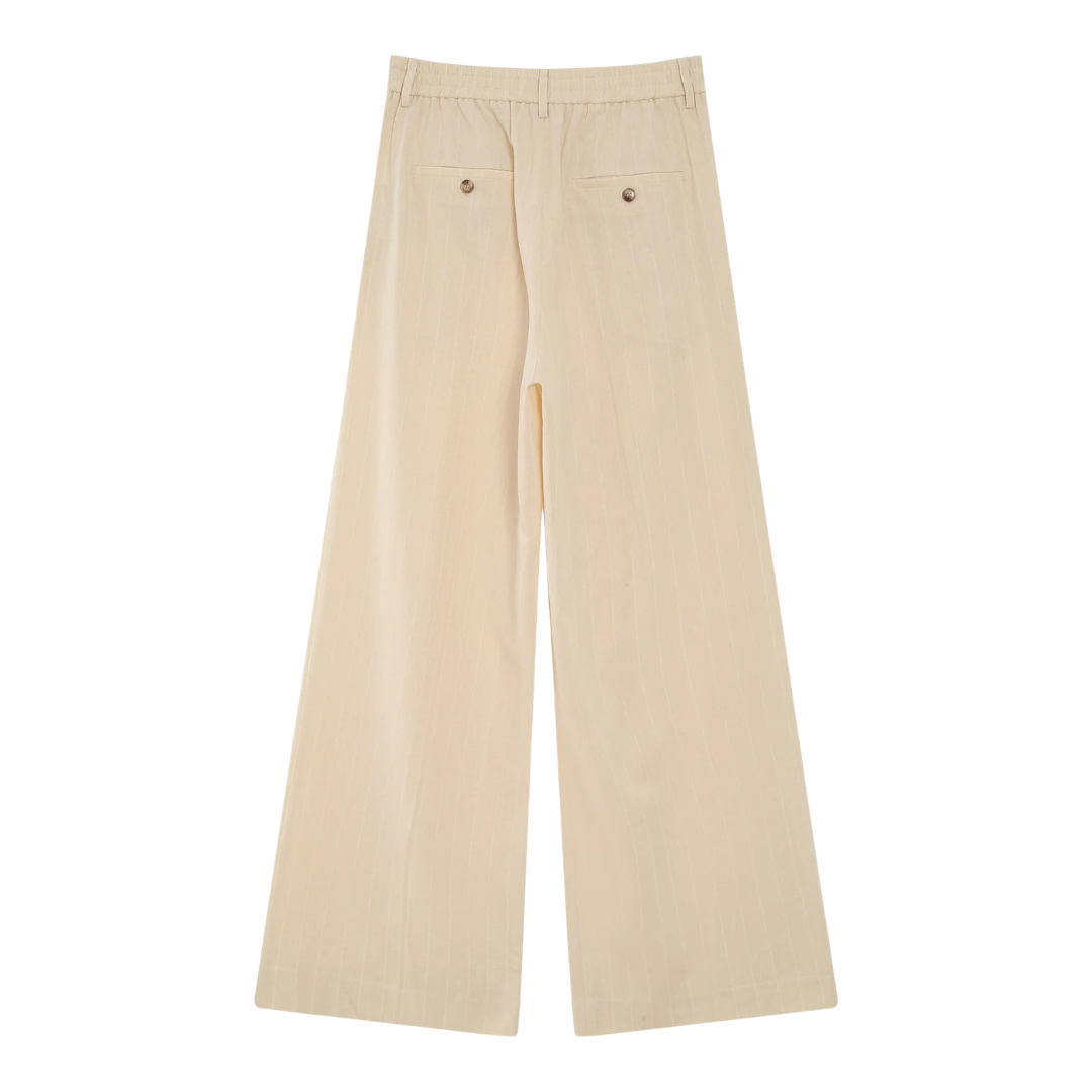 1GM0329-021 [GRACE & MILA] Tailored Linen Pinstripe Trousers Vanille Very #SS2613012 (C-EU-E)