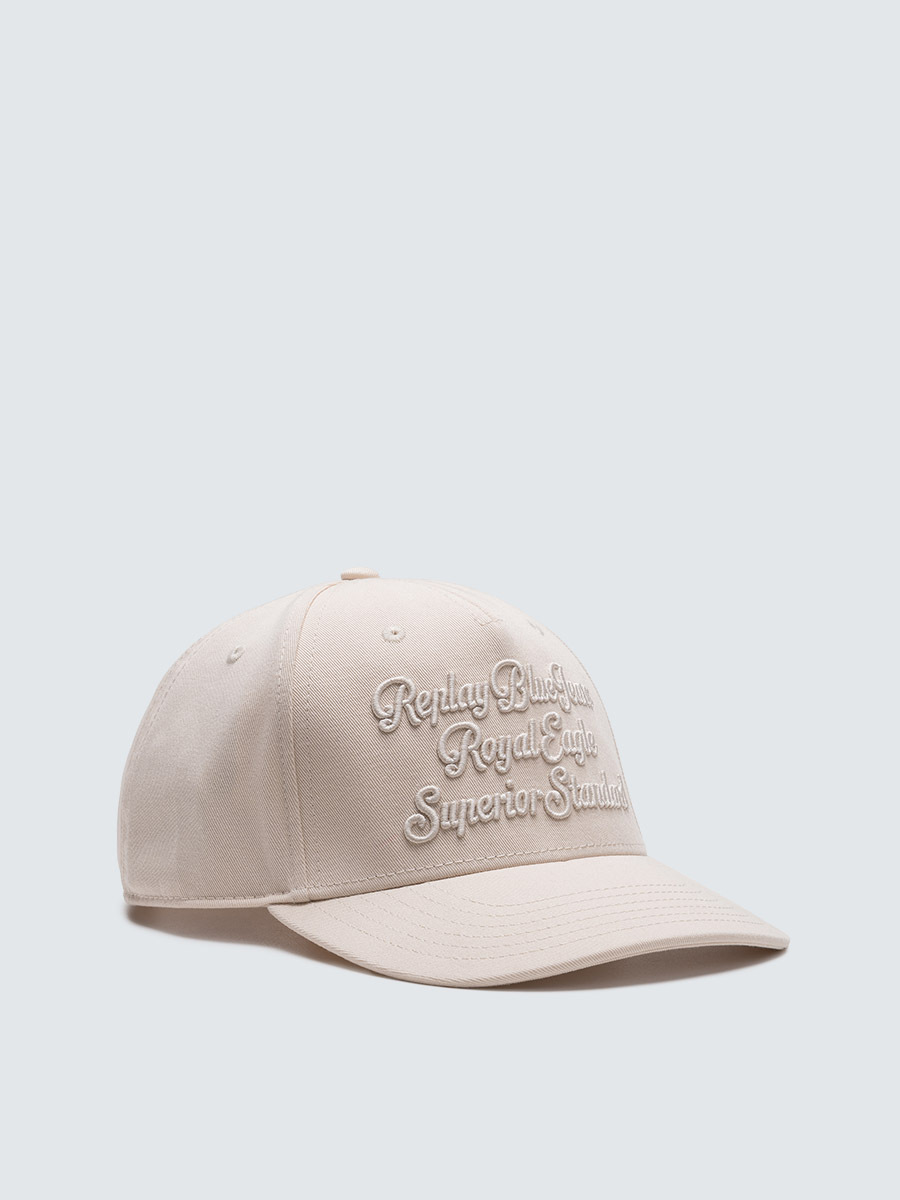 卡其色REPLAY文字刺繡棒球帽