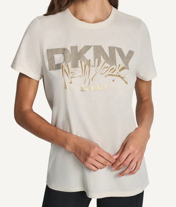 [S] DKNY KHAKI BLING BLING NEW YORK SPORT T-SHIRT, DP5T1446-I1K [FINAL SALE] (SD1591)
