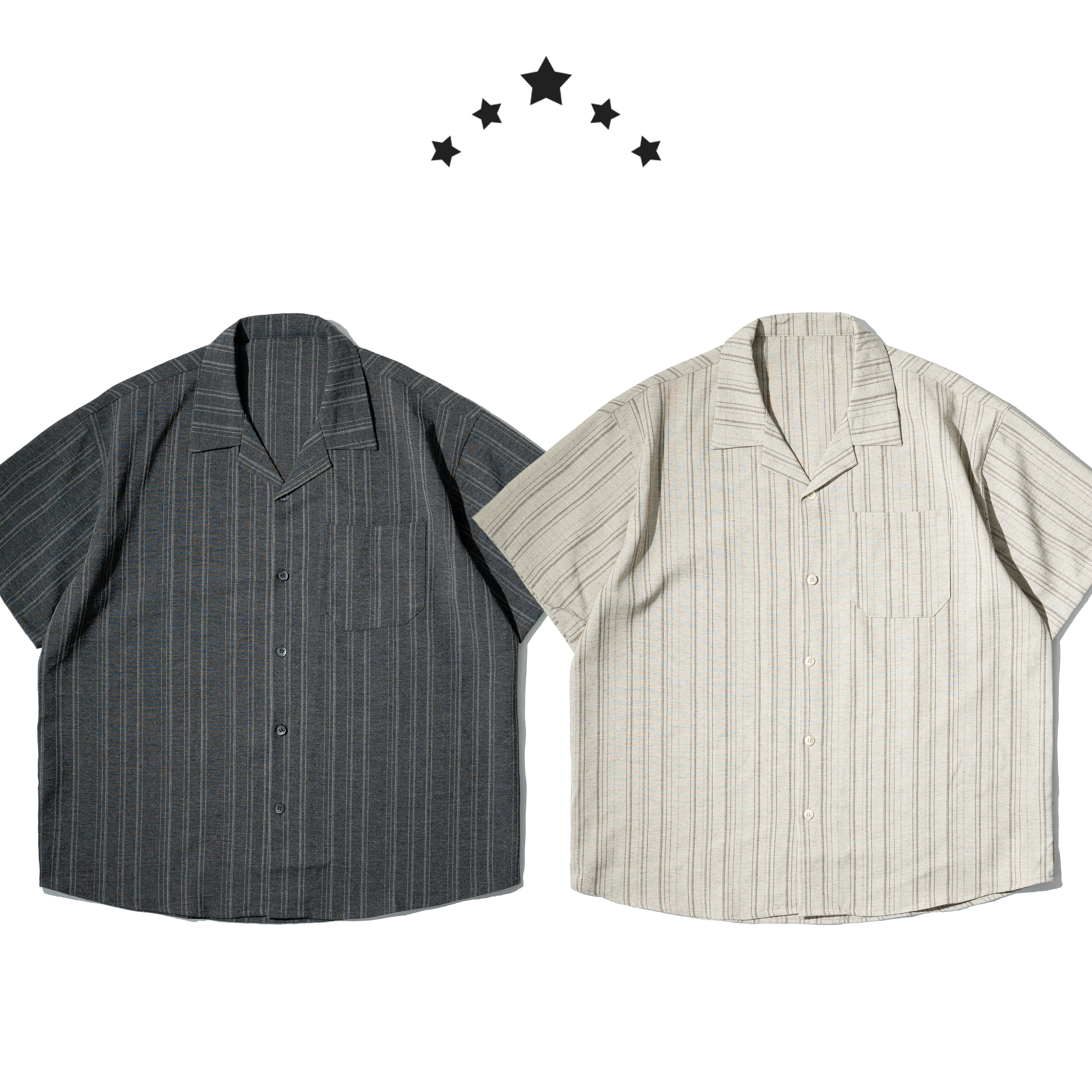 Cuban Stripe Shirts 古巴領 條紋 短袖襯衫 [FT501]