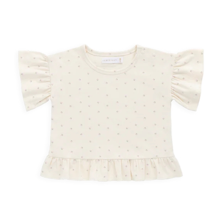 （預購）JAMIEKAY 櫻桃印花荷葉邊上衣 Organic Cotton Caydence Top - Ditsy Cherries