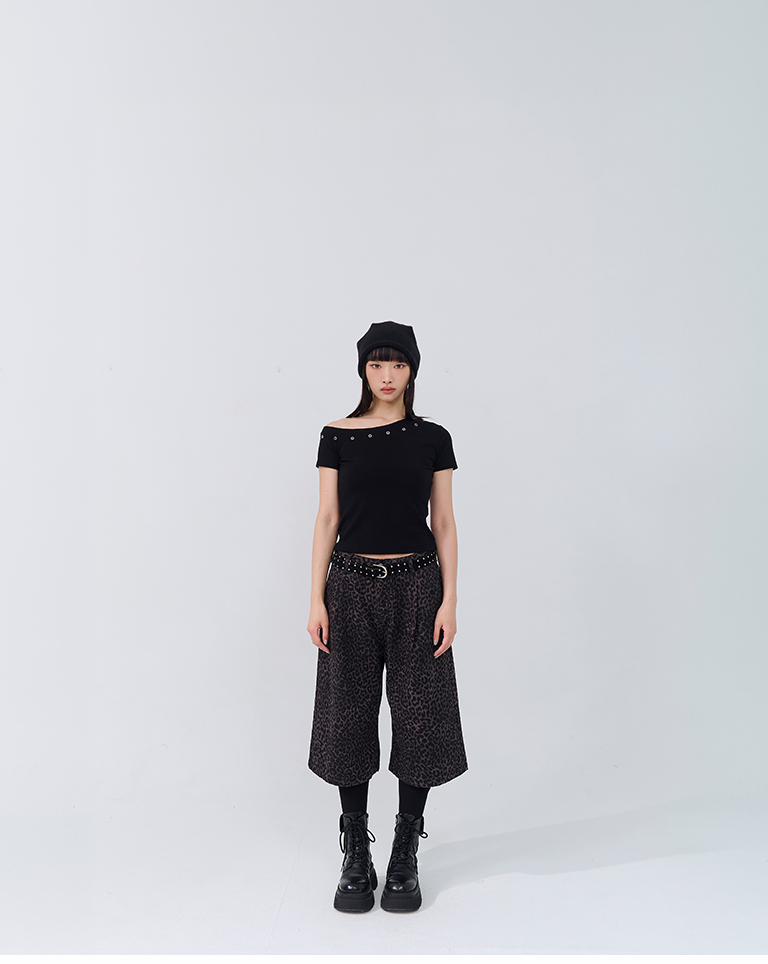 率性豹纹设计斜纹七分裤 S/M/L【04102001】现+预