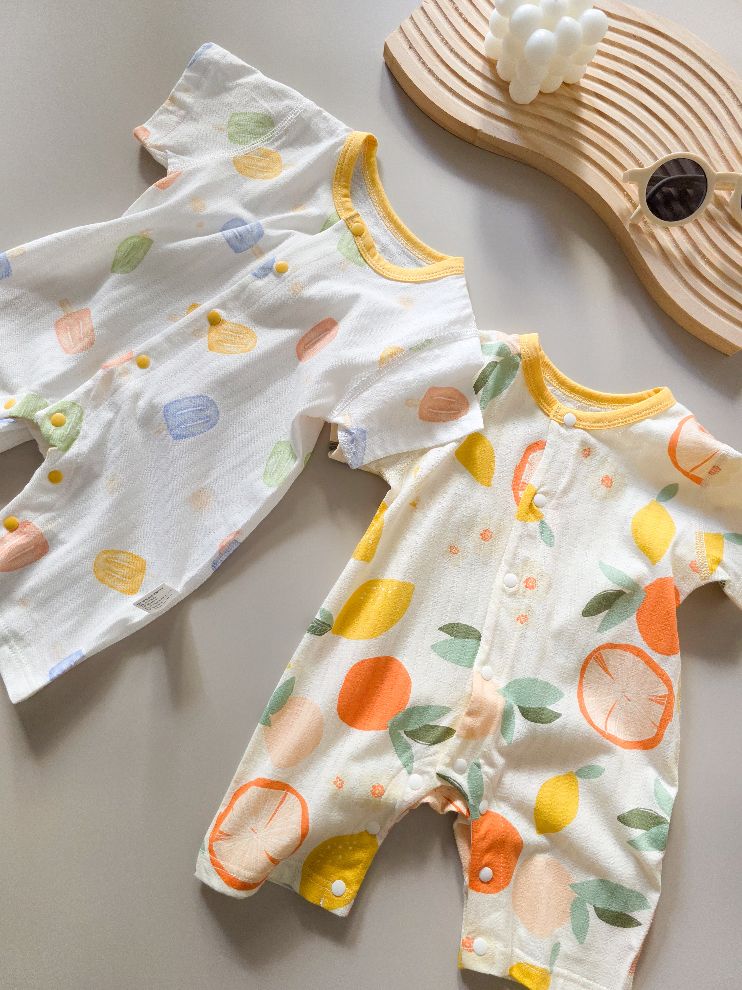 彩色冰棒 短袖網眼連身衣