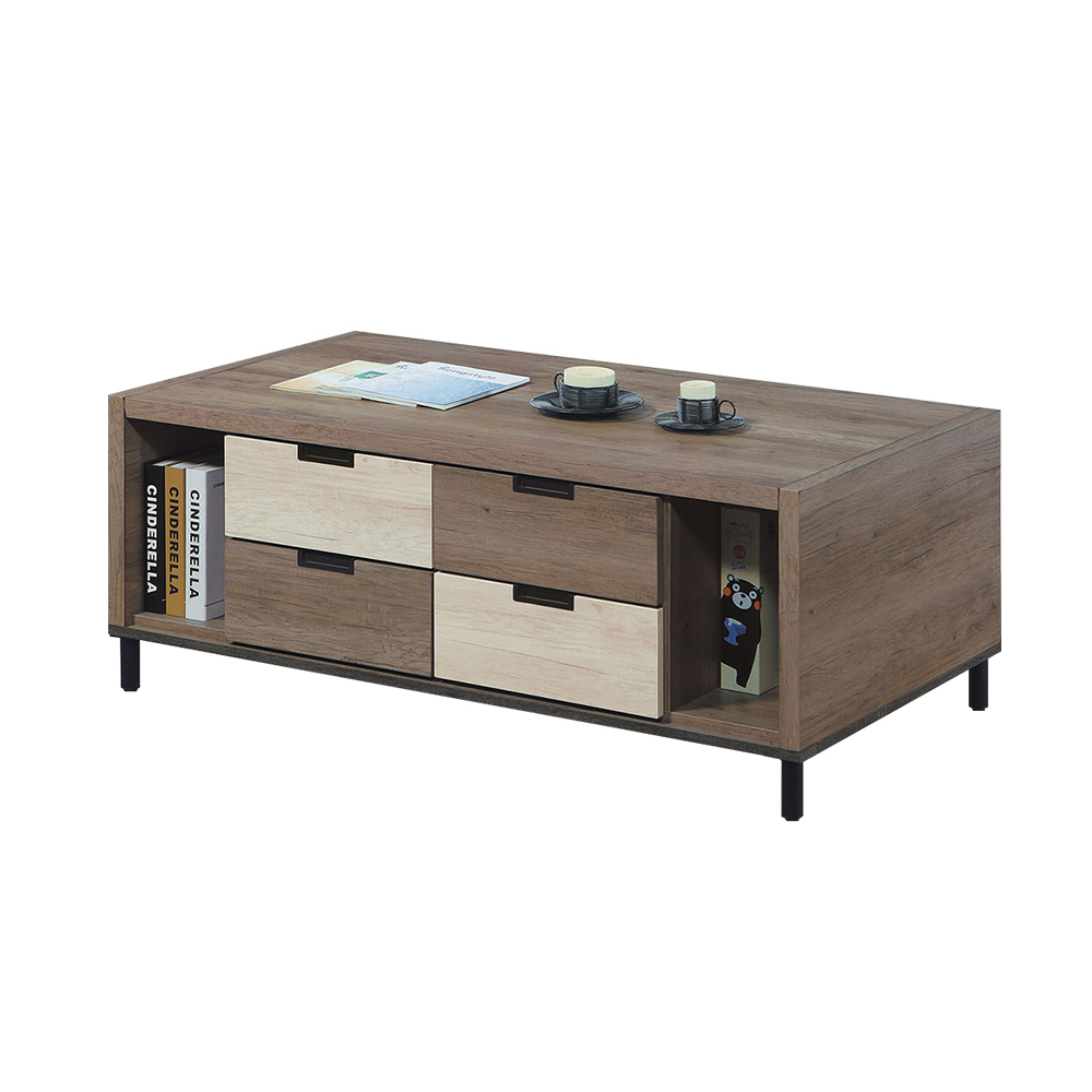 柏蒂家居-法蘭克4.3尺雙色設計大茶几(附腳椅二入)