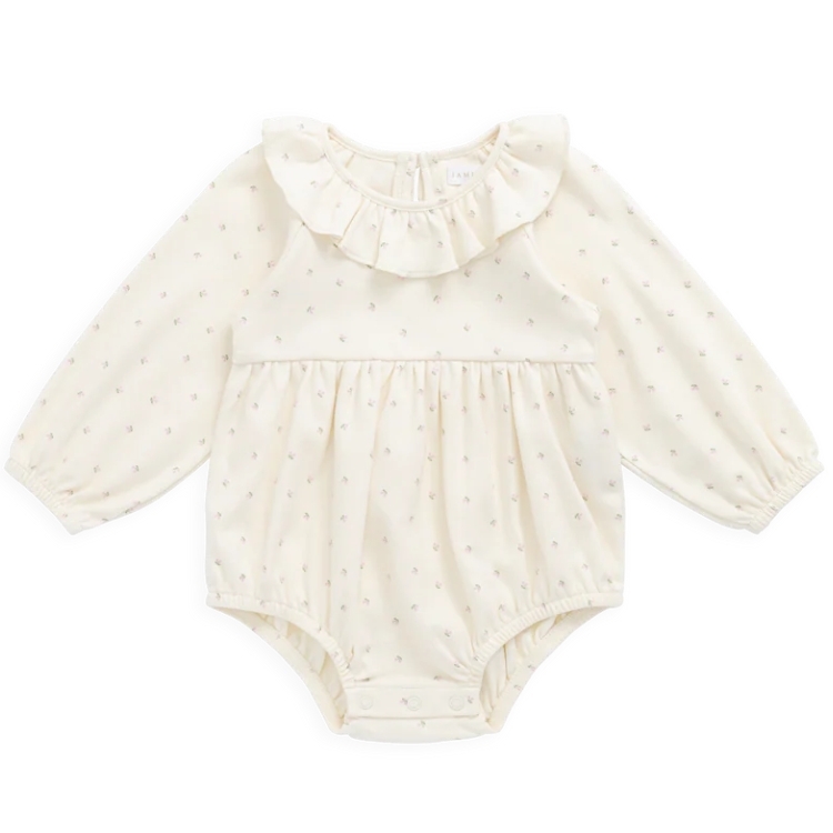 （預購）JAMIEKAY 櫻桃印花荷葉領包屁衣 Organic Cotton Clemence Playsuit - Ditsy Cherries