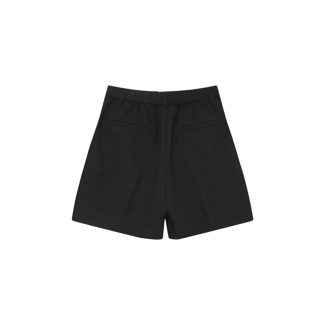 1GM0329-023 [GRACE & MILA] Pleated Straight Shorts Noir Vite #SS2613025 (C-EU-E)