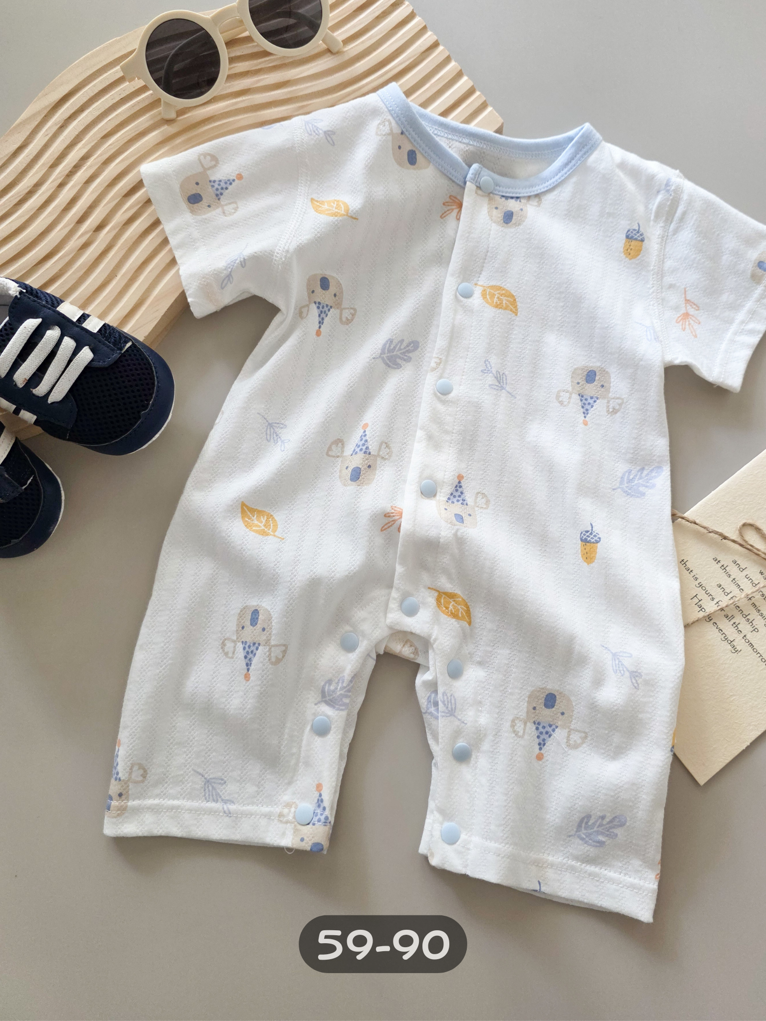 無尾熊 短袖網眼連身衣