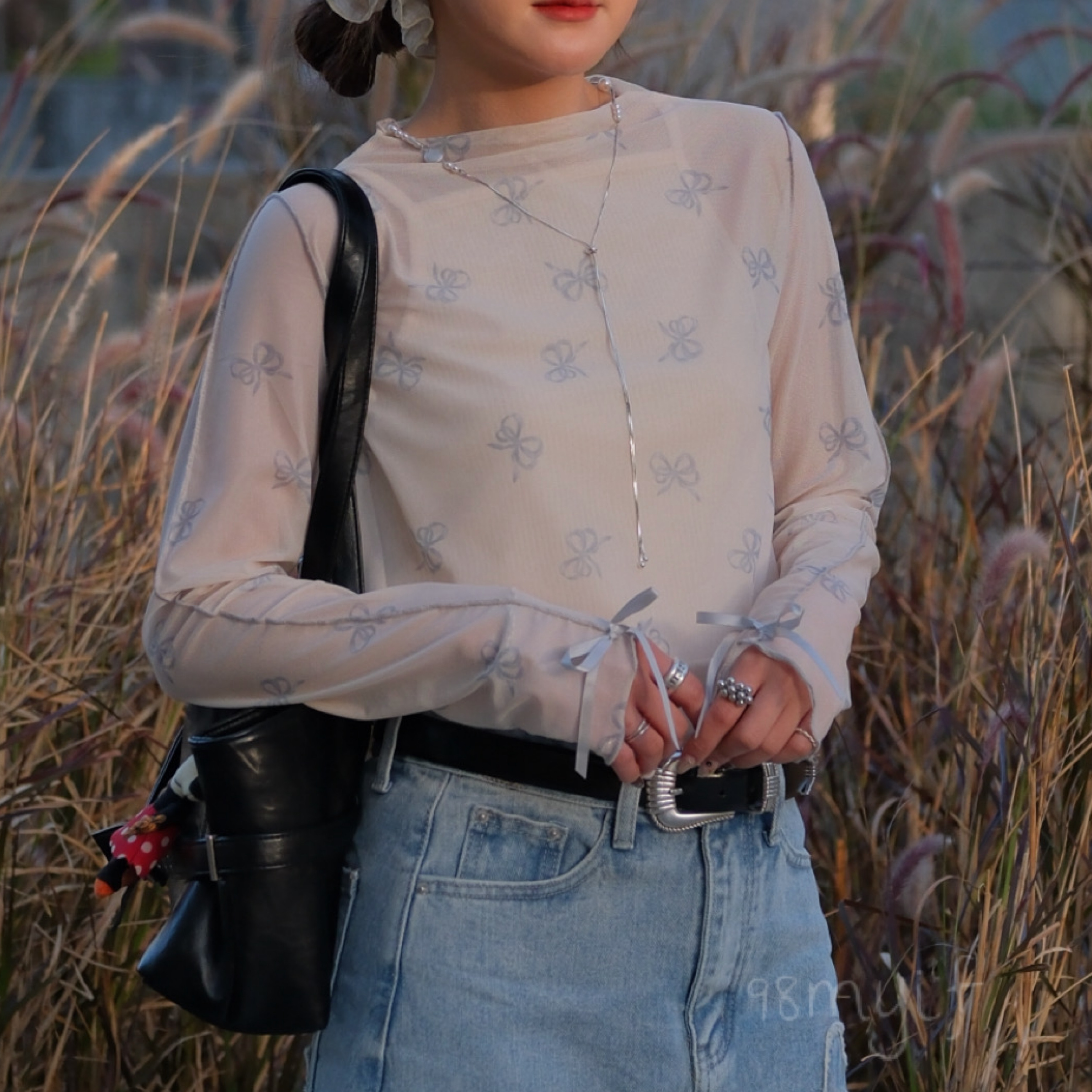 M05 浪漫主義 透膚撞色蝴蝶結內搭