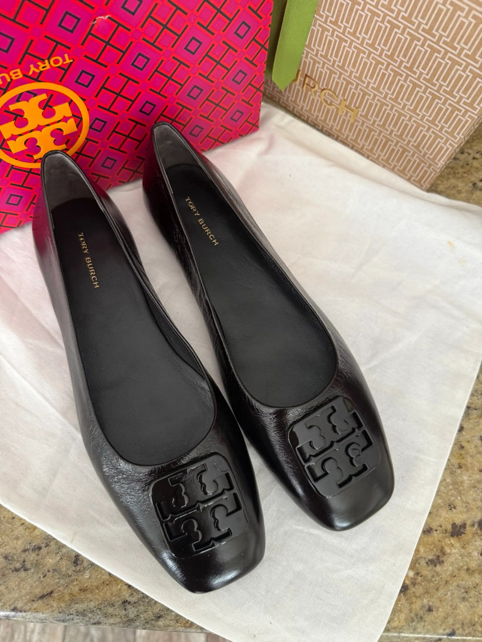 [S] TORY BURCH GEORGIA BALLET,PERFECT BLACK,PERFECT BLACK, 164642-004 [FINAL SALE] (STB635)