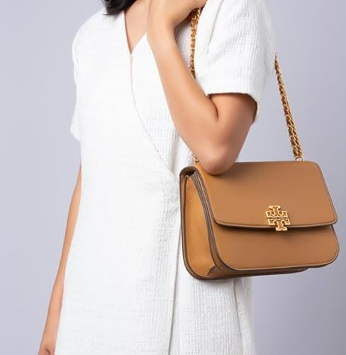 [S] TORY BURCH BRITTEN MEDIUM ADJUSTABLE SHOULDER BAG,MOOSE, 138724-909 (STB633)