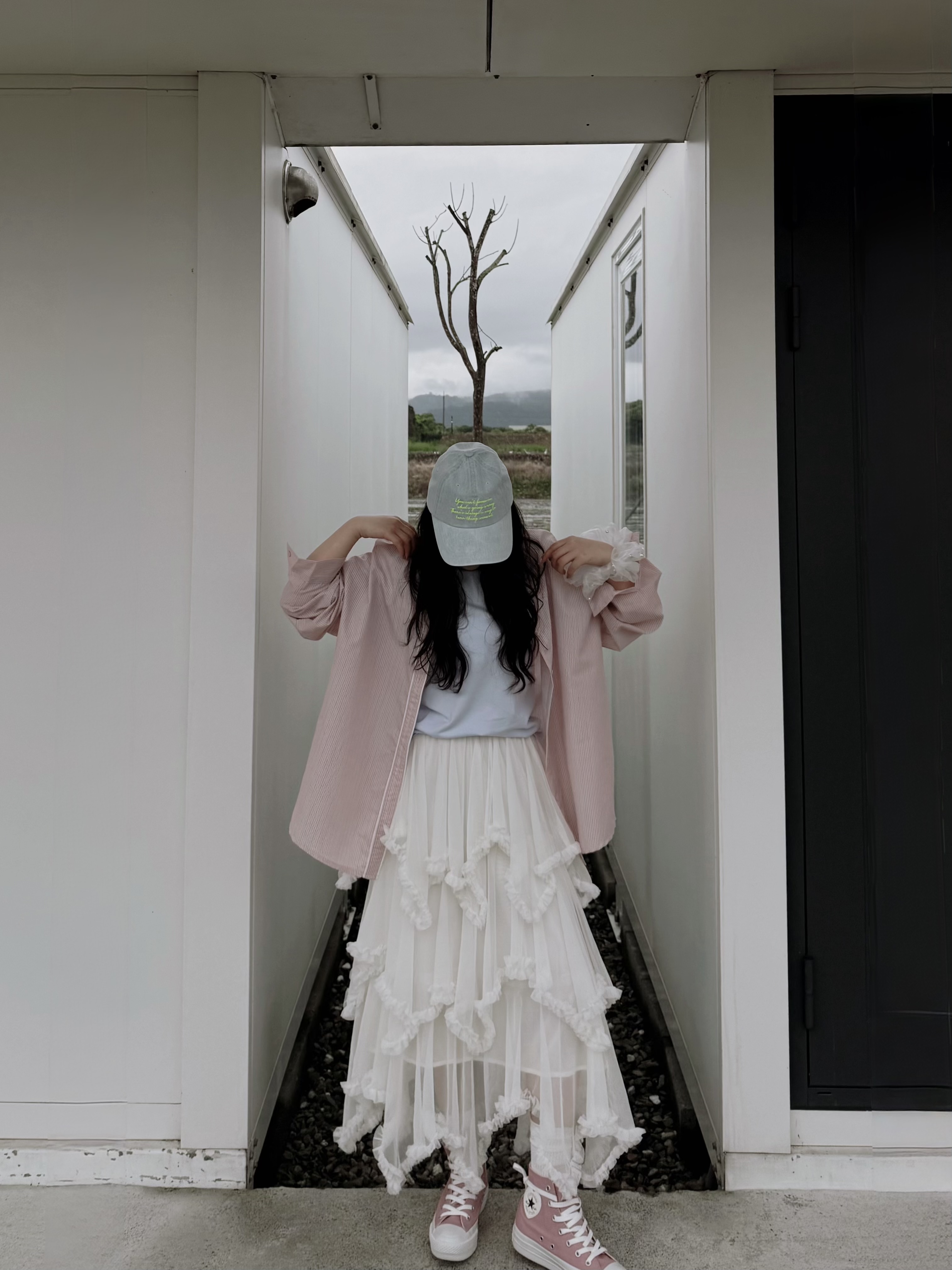 心動系列 粉色直紋長版襯衫