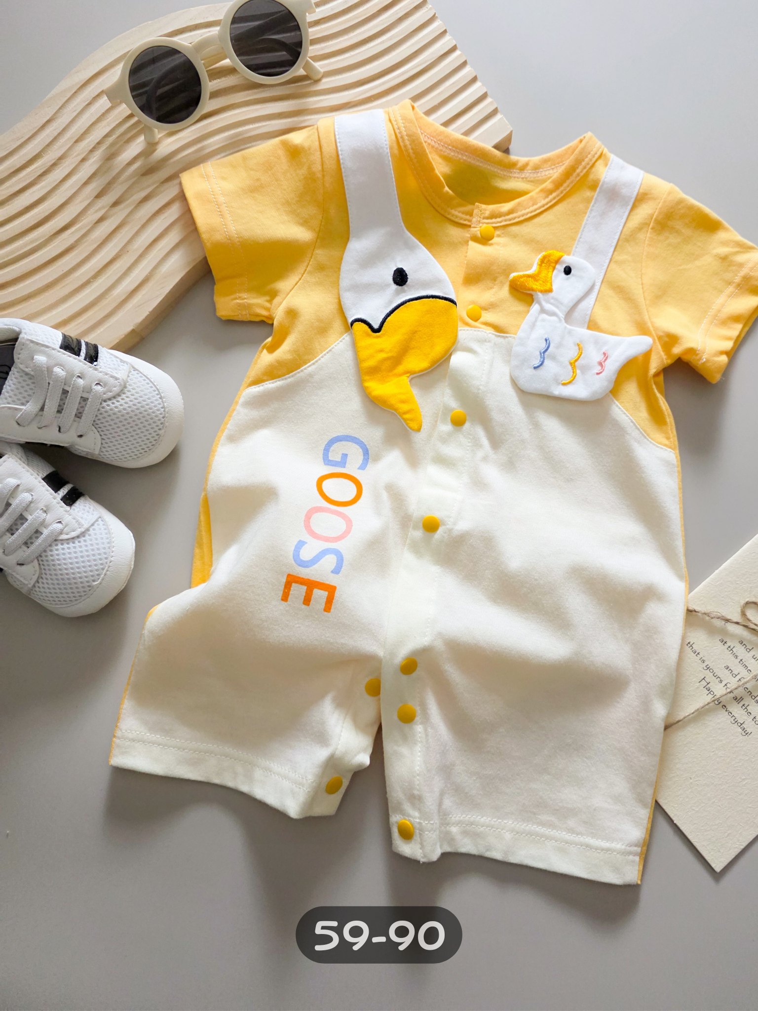 黃色鵝寶 短袖連身衣