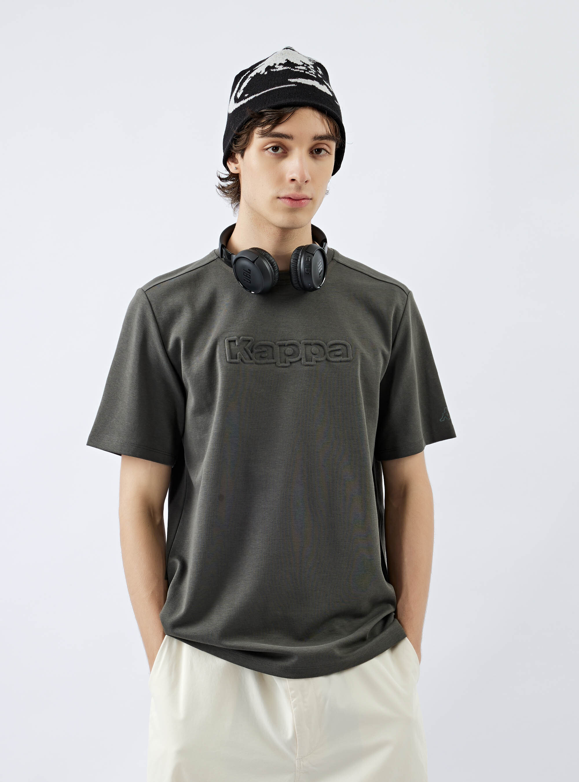 男女適穿  立體壓字棉質短袖T-shirt