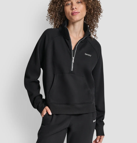 [S] DKNY BLACK SPORT WOMEN'S PUFF-LOGO LONG-SLEEVE SWEATSHIRT, DP5T9993-BLACK [FINAL SALE] (SD1572)