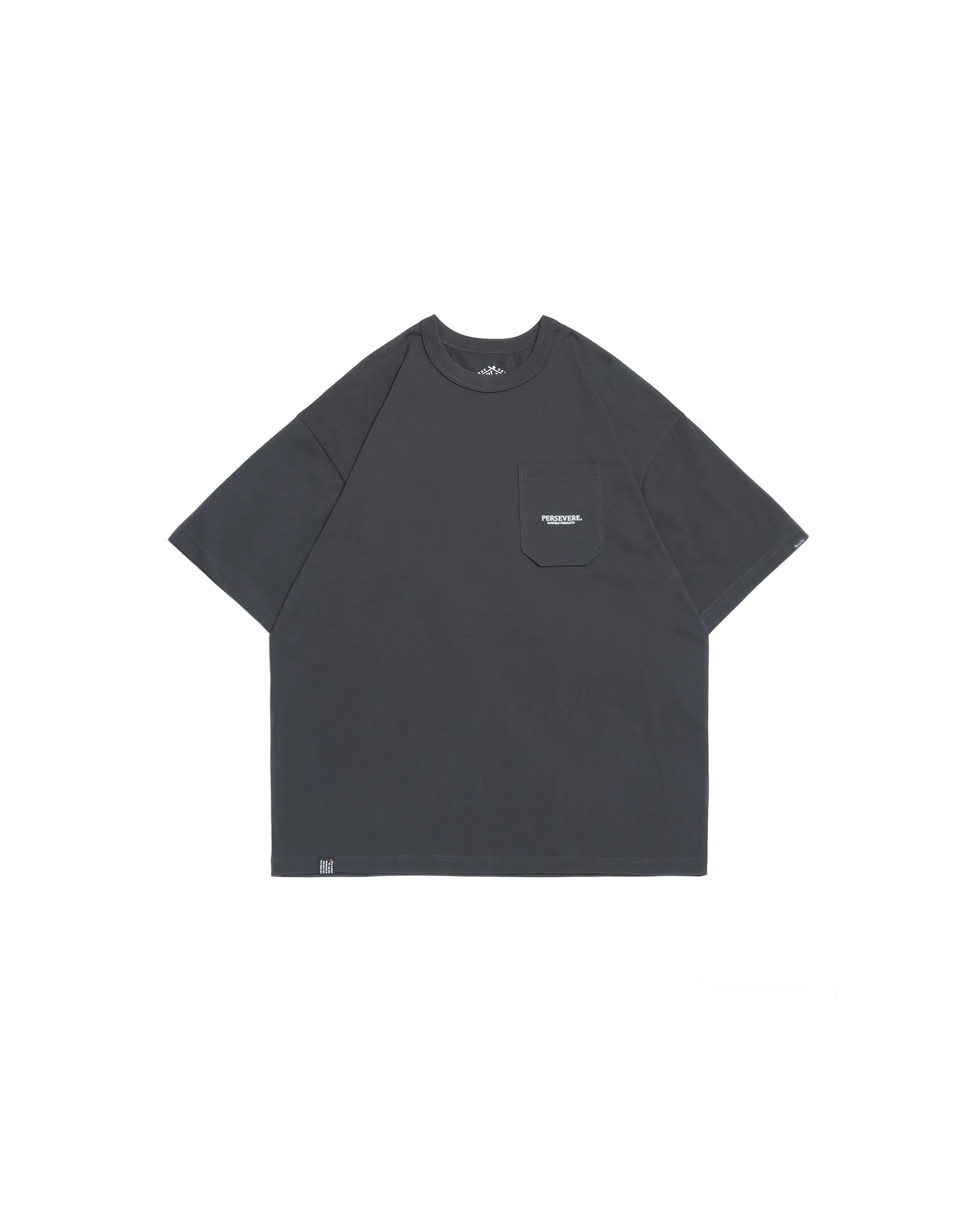 PERSEVERE CLASSIC ESSENTIAL POCKET T-SHIRT - CHARCOAL GRAY