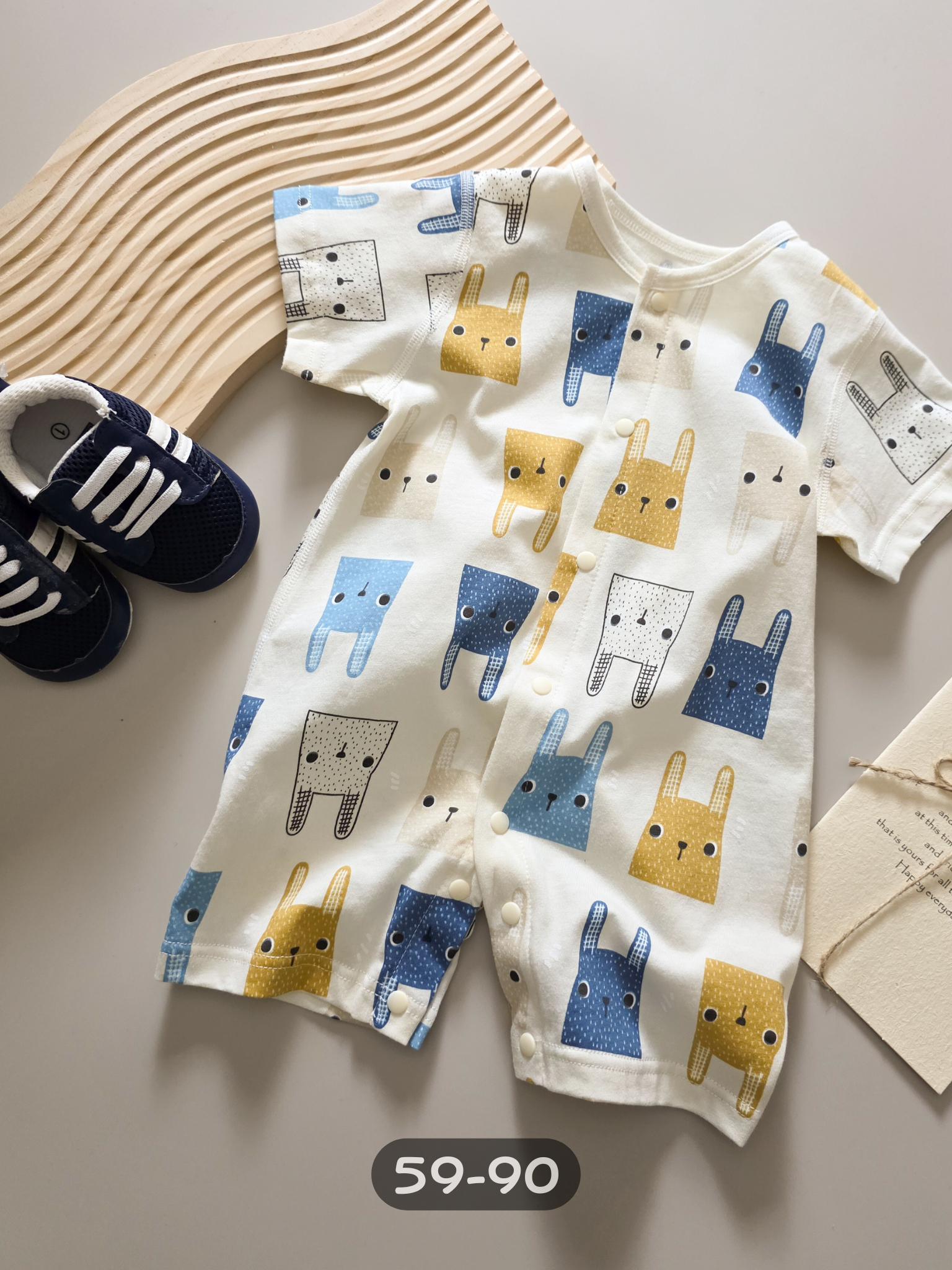 藍藍兔 短袖連身衣